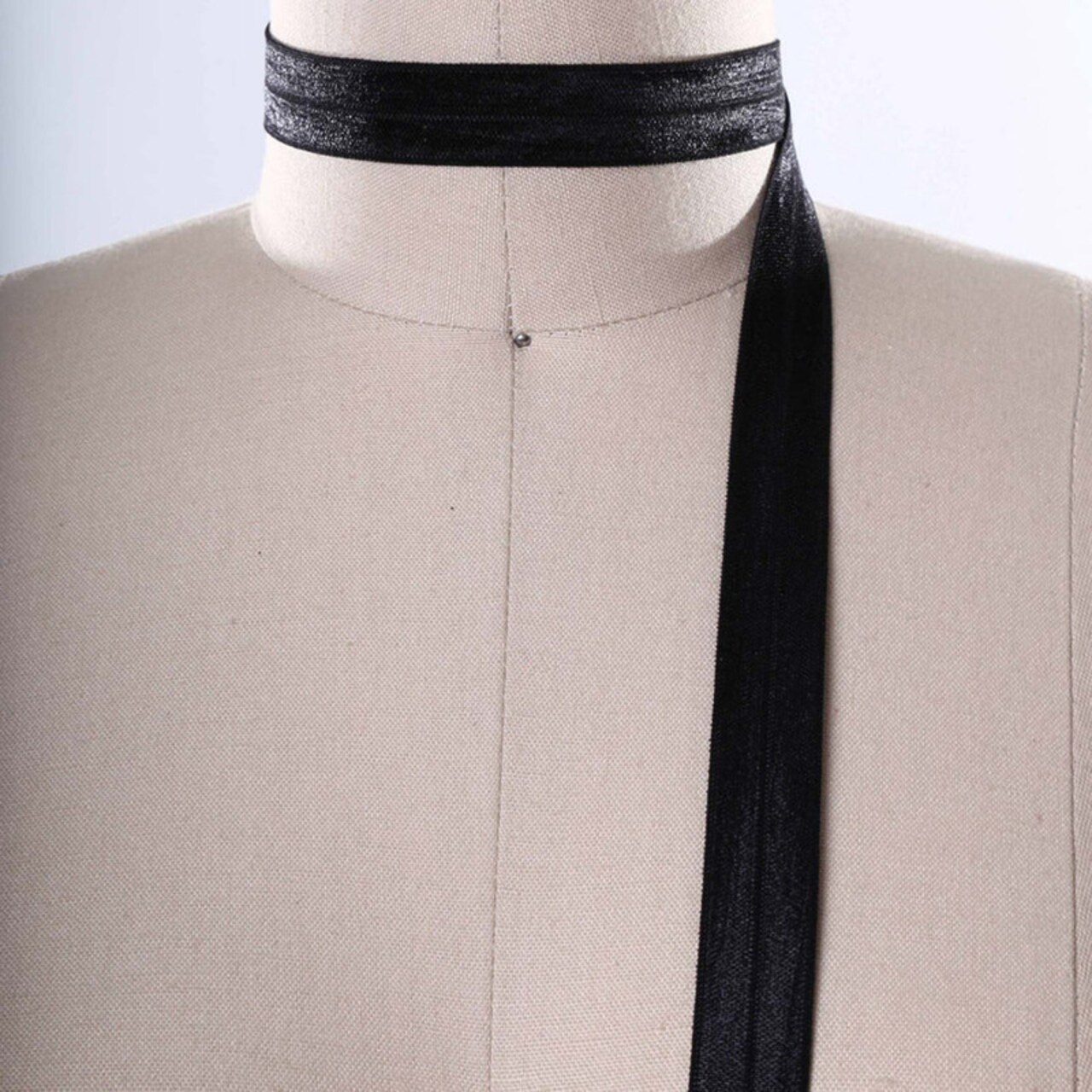 3 Yards 5/8" Shiny Black Bias Soft Fold Over Stretch Elastic Trim for Face Masks